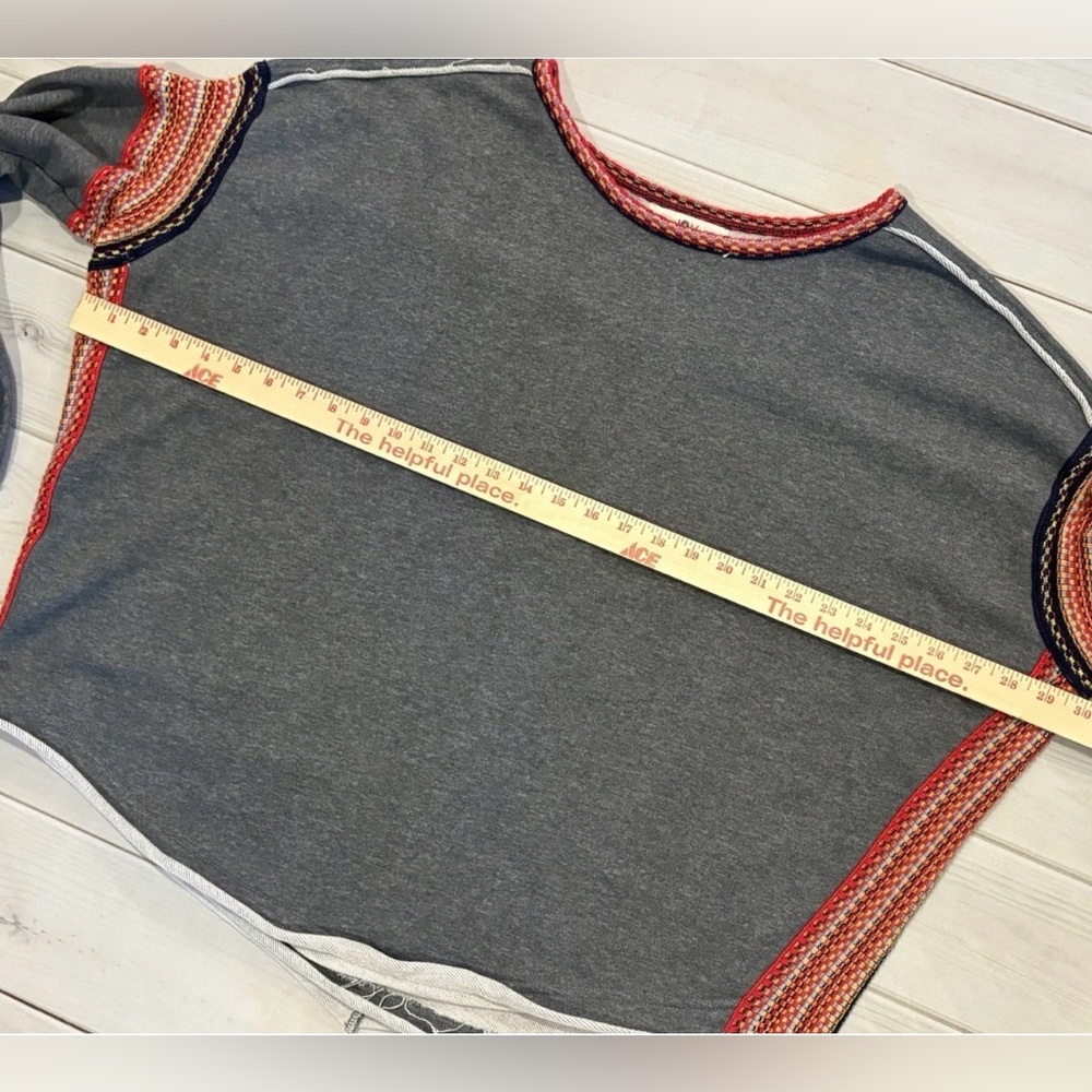 NATURAL LIFE knit trim pullover French terry sweater sweatshirt boho L/XL - Picture 9 of 13